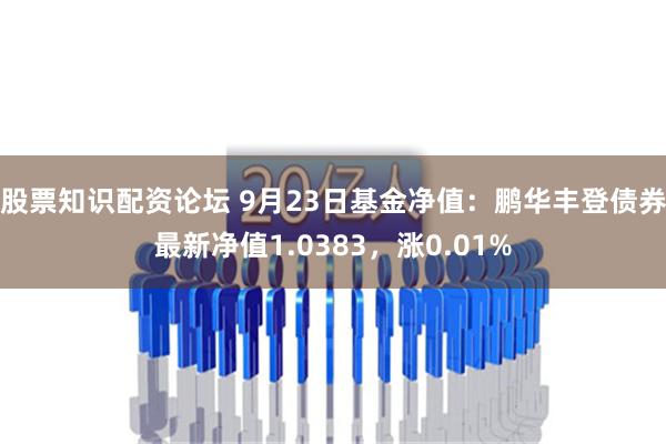 股票知识配资论坛 9月23日基金净值：鹏华丰登债券最新净值1.0383，涨0.01%