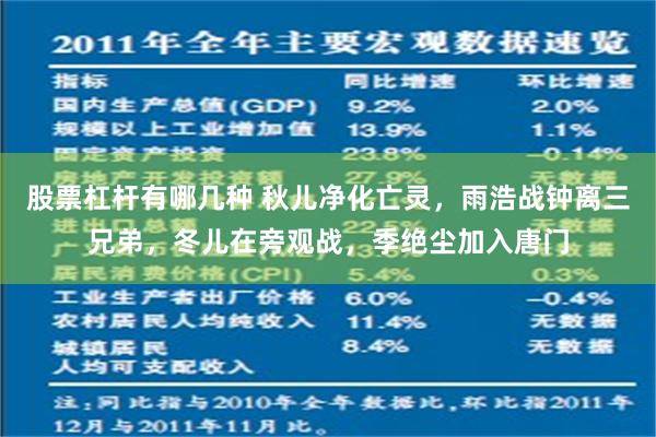 股票杠杆有哪几种 秋儿净化亡灵，雨浩战钟离三兄弟，冬儿在旁观战，季绝尘加入唐门