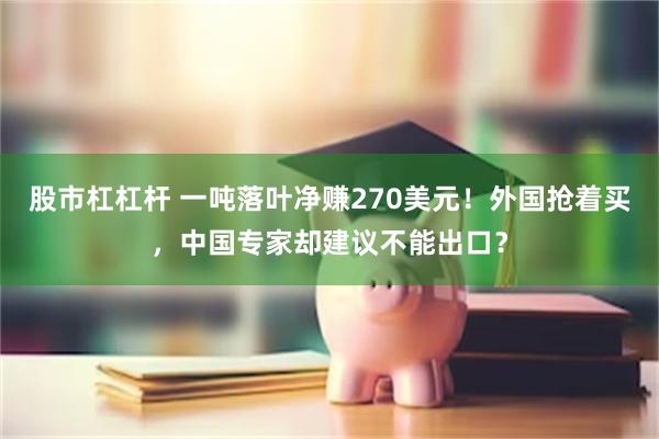 股市杠杠杆 一吨落叶净赚270美元！外国抢着买，中国专家却建议不能出口？
