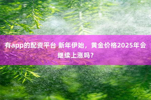 有app的配资平台 新年伊始，黄金价格2025年会继续上涨吗？