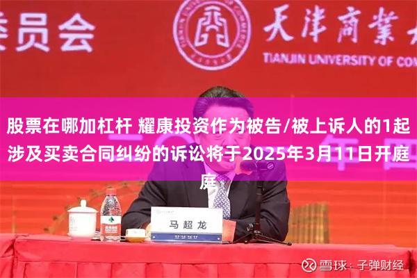 股票在哪加杠杆 耀康投资作为被告/被上诉人的1起涉及买卖合同纠纷的诉讼将于2025年3月11日开庭