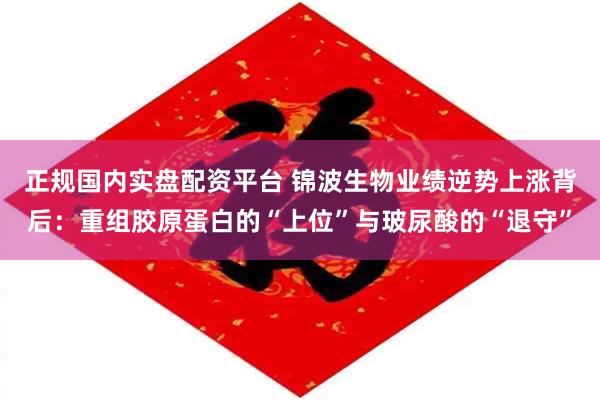 正规国内实盘配资平台 锦波生物业绩逆势上涨背后：重组胶原蛋白的“上位”与玻尿酸的“退守”
