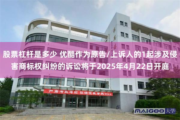 股票杠杆是多少 优酷作为原告/上诉人的1起涉及侵害商标权纠纷的诉讼将于2025年4月22日开庭