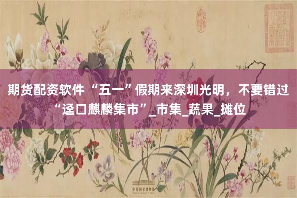 期货配资软件 “五一”假期来深圳光明，不要错过“迳口麒麟集市”_市集_蔬果_摊位