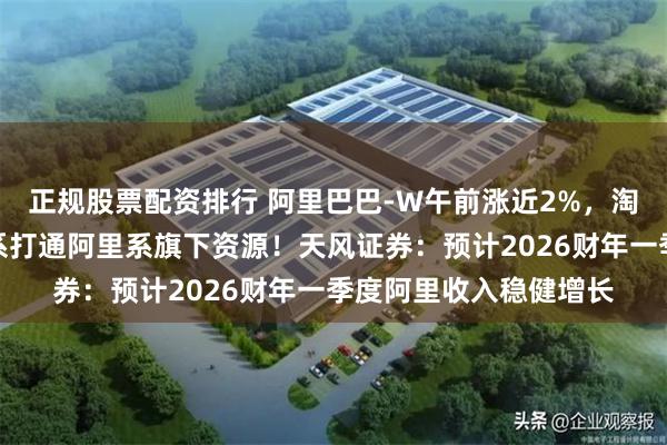 正规股票配资排行 阿里巴巴-W午前涨近2%，淘宝上线全新大会员体系打通阿里系旗下资源！天风证券：预计2026财年一季度阿里收入稳健增长