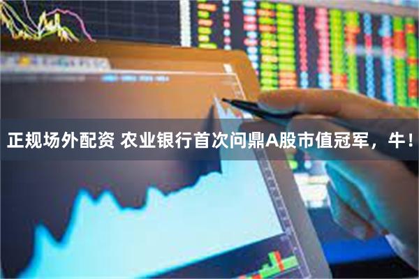 正规场外配资 农业银行首次问鼎A股市值冠军，牛！